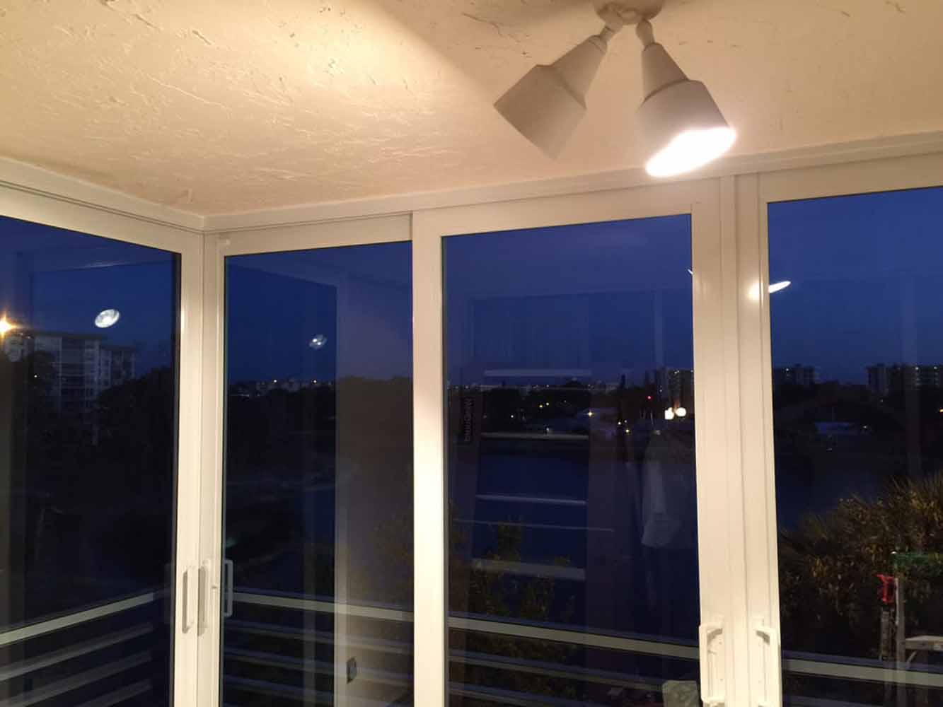 B2_Sliding Glass Door Impact Patio Enclosure (Corner Door)_Nighttime
