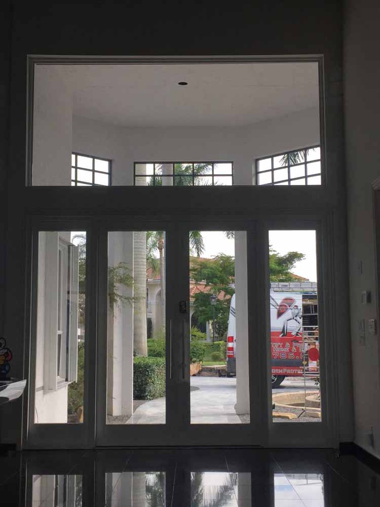 (C2) SIW Impact French Door with 2 Sidelights & Transom Picture Window_Inside View