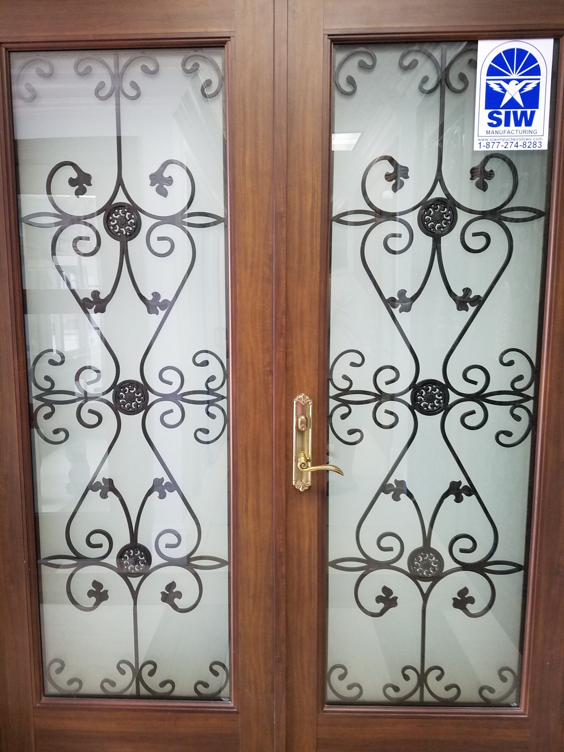 SIW Decorative Impact Entry Doors_ caption_ SIW Decorative Leaded Glass Entry Door(1)